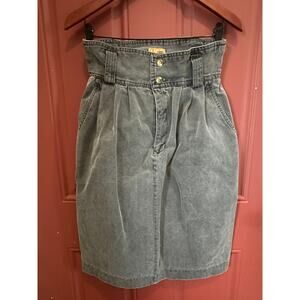 Vintage 80s Centro Republic Stone Gray Denim Size 11/12 Skirt